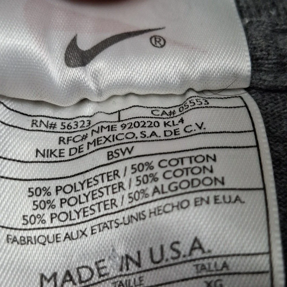 Vintage Nike T Shirt Mens XL Gray Mock Neck Long Sleeve Swoosh 90s Made In USA